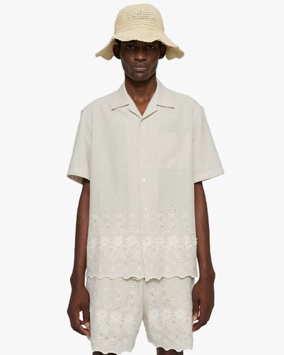 Cmmn Swdn Ture Embroidery Shirt White Linen