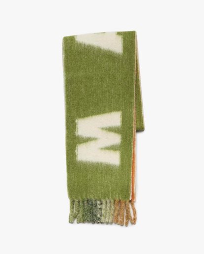 Marni Fringed Mohair Scarf Spring Green