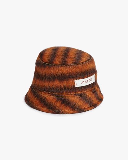 Marni Striped Mohair Bucket Hat Carrot
