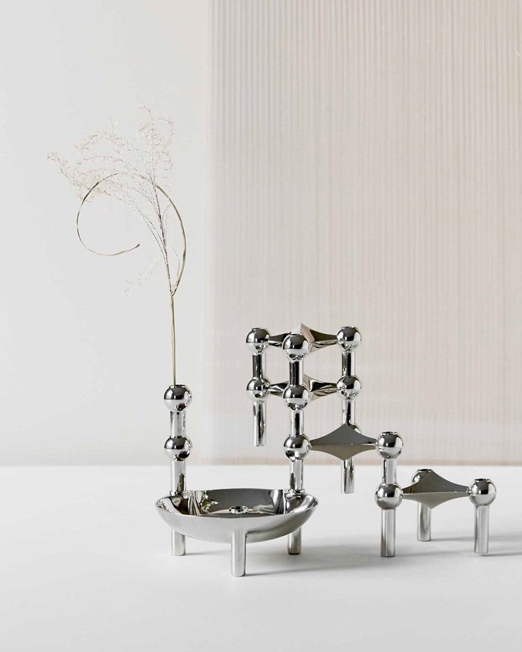 STOFF Nagel Candle Holder Set Of 3 Chrome Vallgatan 12
