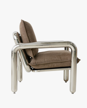 HK Living Chrome Lounge Armchair Canvas Brown