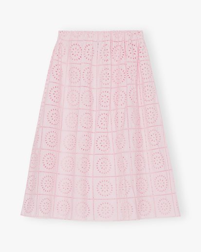 Ganni Broderie Anglaise Skirt Pink Tulle