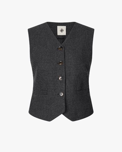 The Garment Porto Vest Pinstriped Grey Melange