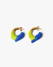 Sunnei Rubberized Double Mini Earrings Gold/Acid Green/Bright