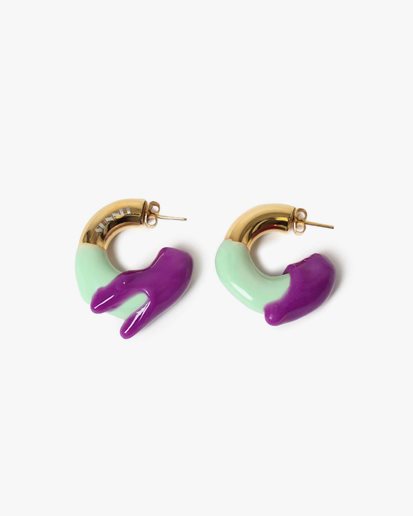 Sunnei Rubberized Double Small Earrings Gold/Mint/Purple