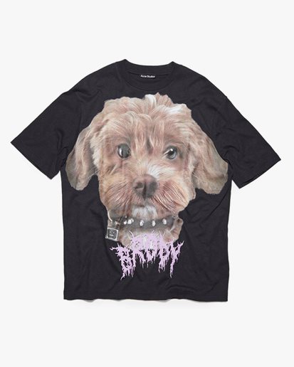 Acne Studios Face Dog Crew Neck T-Shirt Faded Black