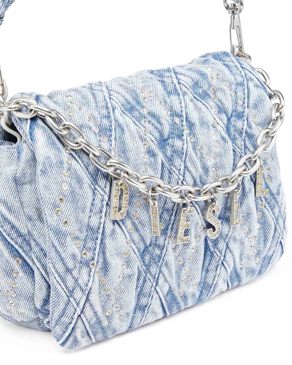 DIESEL Denim W/ Charm Shoulder Bag in Blue