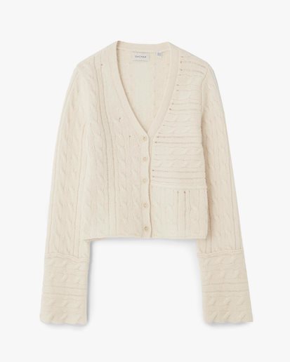 House Of Dagmar Cable Knit Cardigan White