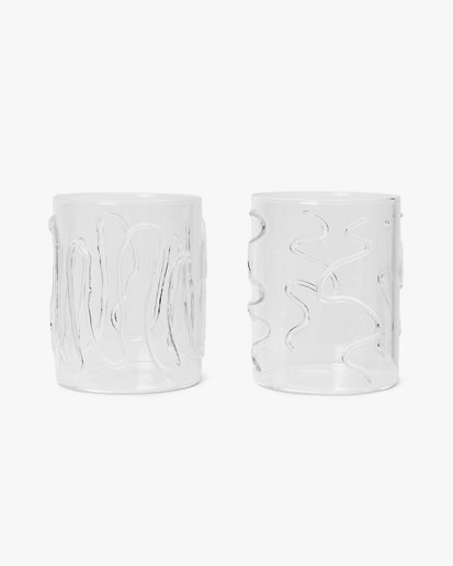 Ferm Living Doodle Glasses Tall Set Of 2 Clear