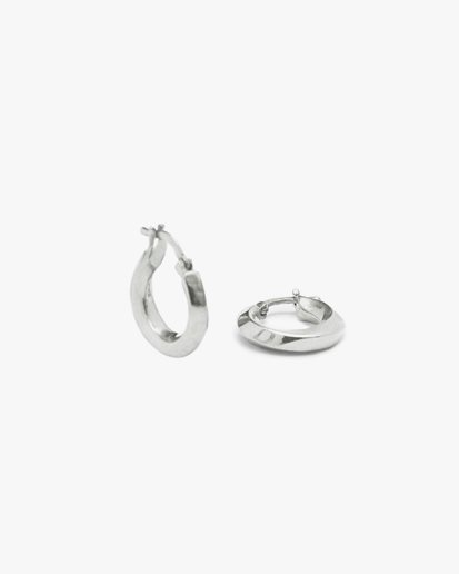 Blue Billie Mini Swirl Hoops Shiny Silver