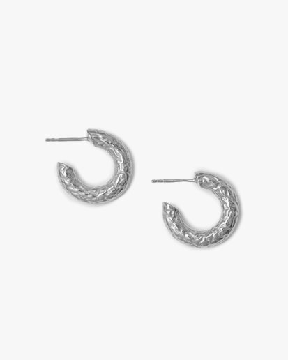 Blue Billie Small Hoops Structured Silver