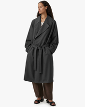 Lemaire Double-Breasted Overcoat Dark Grey