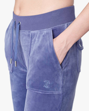 Juicy Couture Del Ray Classic Velour Pants Gray Blue