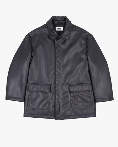 Mm6 Maison Margiela Faux Leather Jacket Black