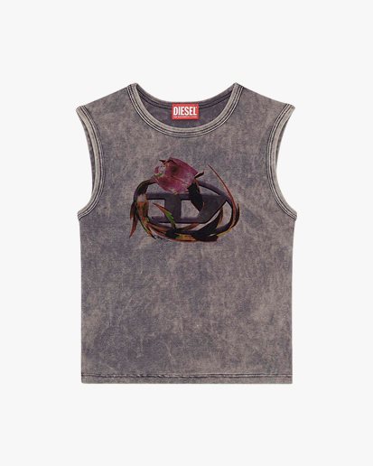 Diesel T-Skizzy Cropped Tank Top Charcoal Grey