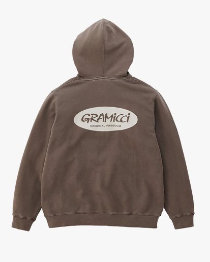 Gramicci Original Freedom Oval Hooded Sweatshirt Brown Pigment