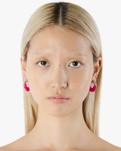 Sunnei Mini Rubberized Earrings Palladium/Fuxia