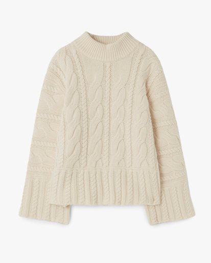 House Of Dagmar Cable Knit Sweater White