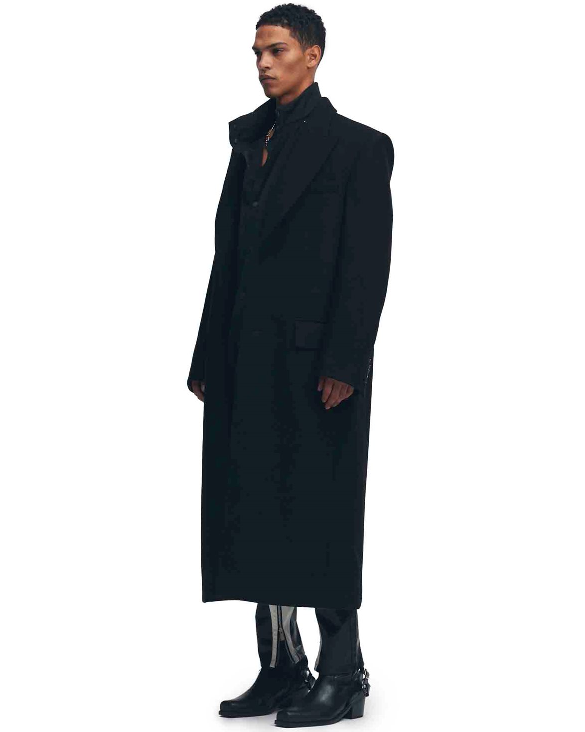 System Studios Single Breasted Peakerd Lapel Coat Black - Vallgatan 12