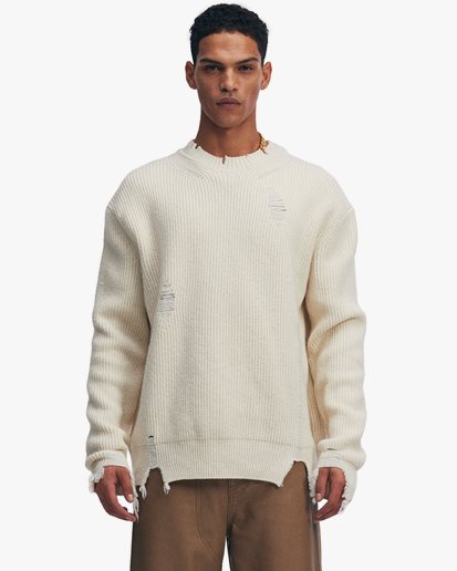 System Destroyed Knit Top Ivory