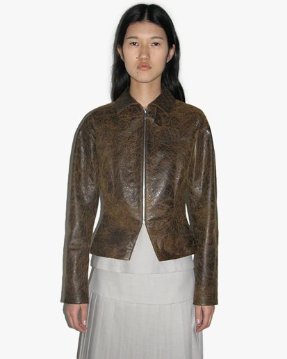 Paloma Wool Fabia Leather Jacket Brown