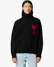 AMI Paris Ami De Coeur Funnel Sweater Black/Red