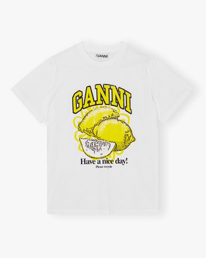 Ganni Basic Jersey Lemon T-Shirt Bright White