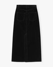 Ganni Washed Corduroy Long Skirt Black