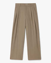 Teurn Studios Relaxed-Fit Pleated Trousers Beige