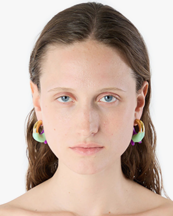 Sunnei Rubberized Double Small Earrings Gold/Mint/Purple