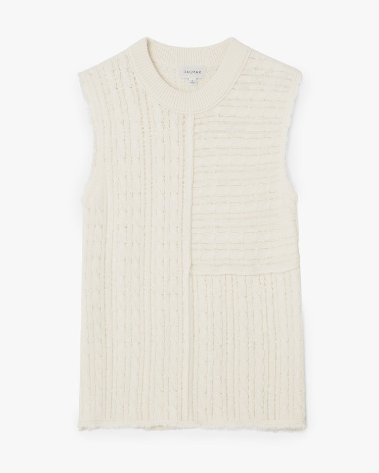 House of Dagmar Cable Knit Top Cream White