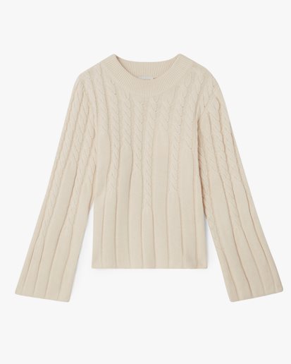 House Of Dagmar Faded Cable Knit Cream White