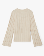 House of Dagmar Faded Cable Knit Cream White