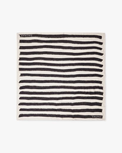 House Of Dagmar Linen Blanket Scarf Black Stripe