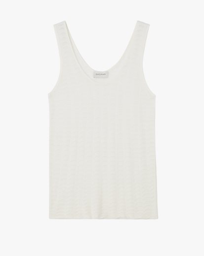 House of Dagmar Lace Knit Tank Off White