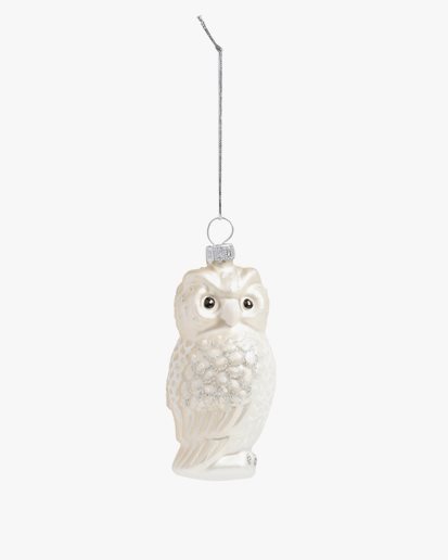 &Klevering Glass Christmas Ornament White Owl