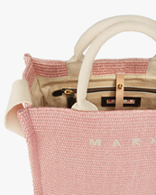 Marni Raffia Tote Bag Small Light Pink