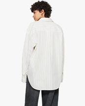 Teurn Studios Pointy Collar Poplin Shirt White Pinstripe