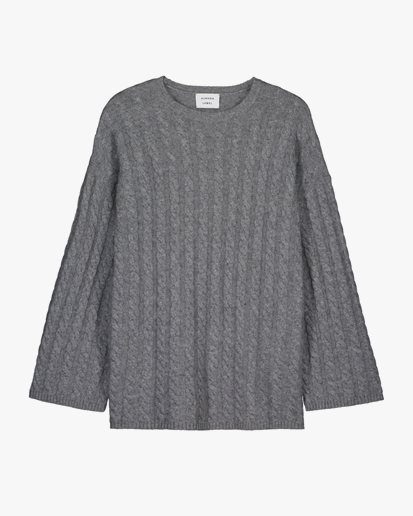 Almada Label Noa Cable Knit Sweater Mid Grey