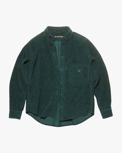 Acne Studios Face Corduroy Shirt Jacket Night Green
