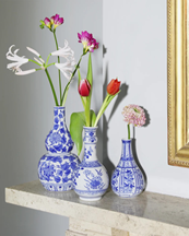 &Klevering Vase Flowers Dots Blue