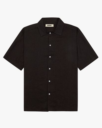 Woodbird Banks Linen Shirt Black