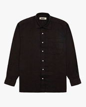 Woodbird Yuzo Linen Shirt Black