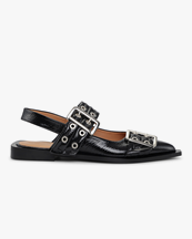 Ganni Chunky Buckle Ballerina Black