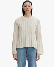 House of Dagmar Faded Cable Knit Cream White