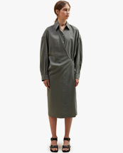 Lemaire Straight Collar Twisted Dress Ash Grey