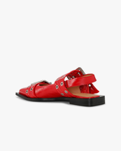 Ganni Chunky Buckle Ballerina Racing Red