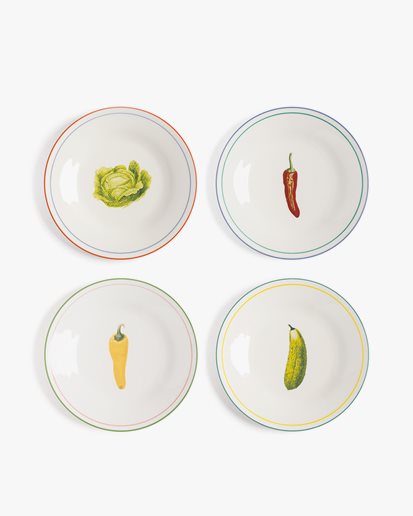 &Klevering Plate Vegetable Large Set Of 4 Multicolor