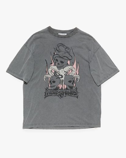 Acne Studios Skull Logo T-Shirt Faded Black