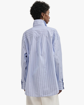 Teurn Studios Pointy Collar Poplin Shirt Pinstripe Blue